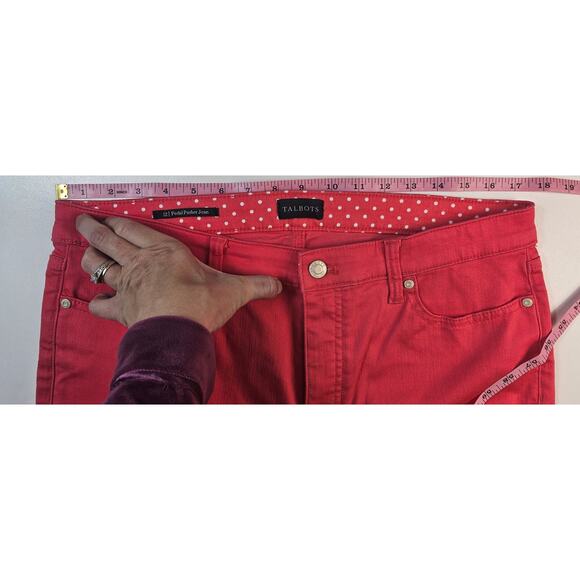 Talbots pedal pusher capri pants pink colored stretch sz 12 high rise casual - Picture 9 of 10